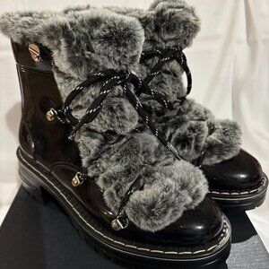Size 7 Tommy Hilfiger Armini Black Fur Winter Boot